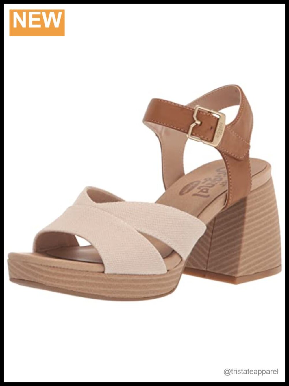 Womens Mariah Block Heel Sandal Faux Leather Recycled Fabric